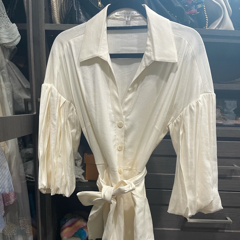 Veronica Beard Off-White Linen Dress